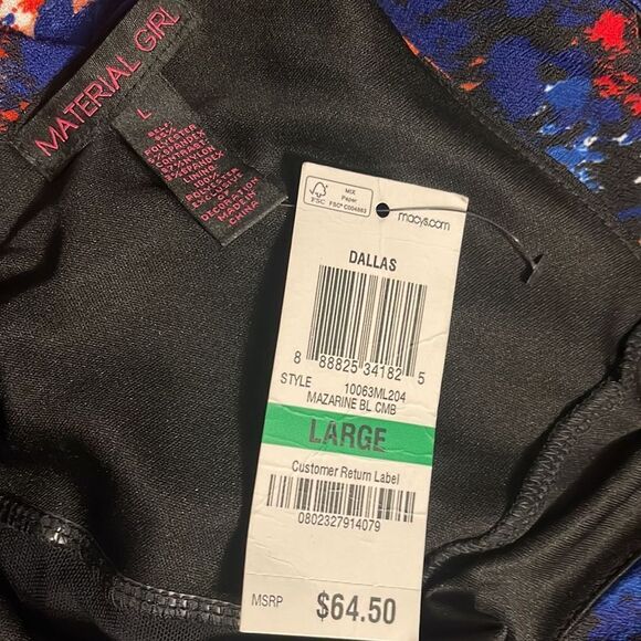 Material Girl Floral Print Spaghetti Strap Mesh & Lace Dress - Large NWT - Picture 5 of 5